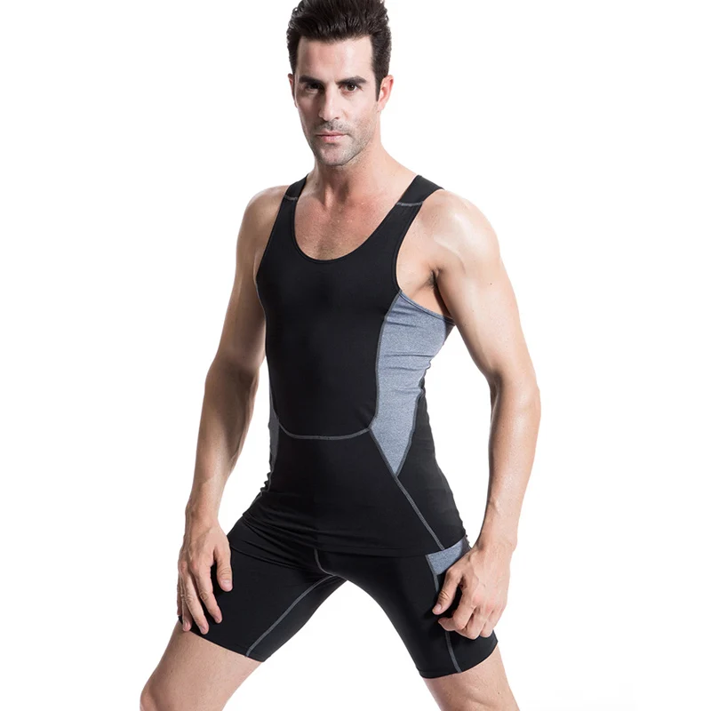 Для мужчин s сжатия фитнес плотно комплект для бега быстросохнущая Fit спортивный