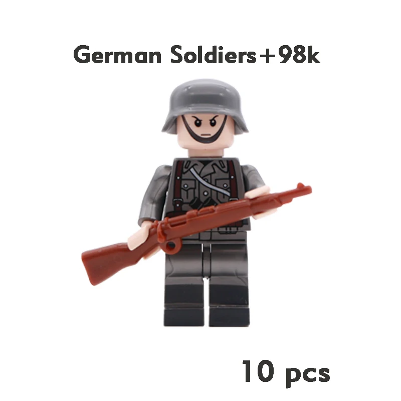 Military Building Blocks Set German Soviet Army WW2 Soldier Weapon Special Force CS SWAT Team Guns Toy Figures Accesories Bricks - Цвет: German Soldier 98k