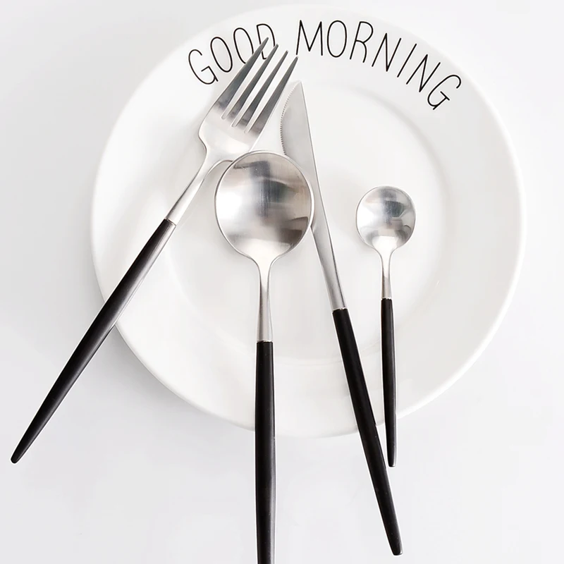 KTL 4 шт./лот набор посуды черного/золотого цвета высококачественный Обеденный нож