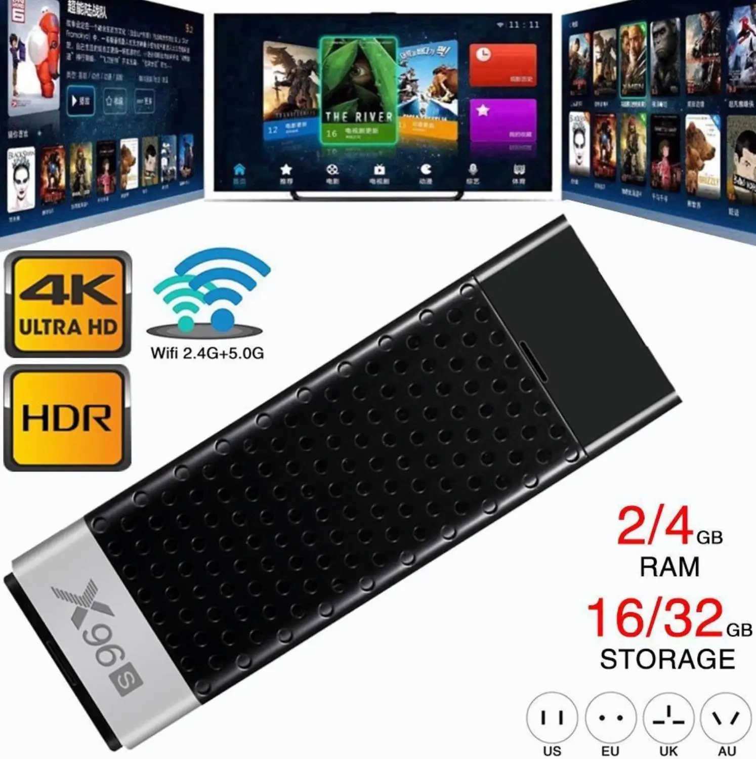X96S HDMI медиа плеер Amlgoic S905Y2 4 ядра Android 8 1 ТВ Стикеры двухдиапазонный Wi-Fi Bluetooth 2