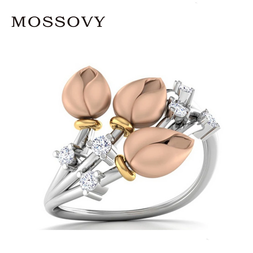 Женское Обручальное Кольцо Mossovy обручальное кольцо из циркония с цветком модное