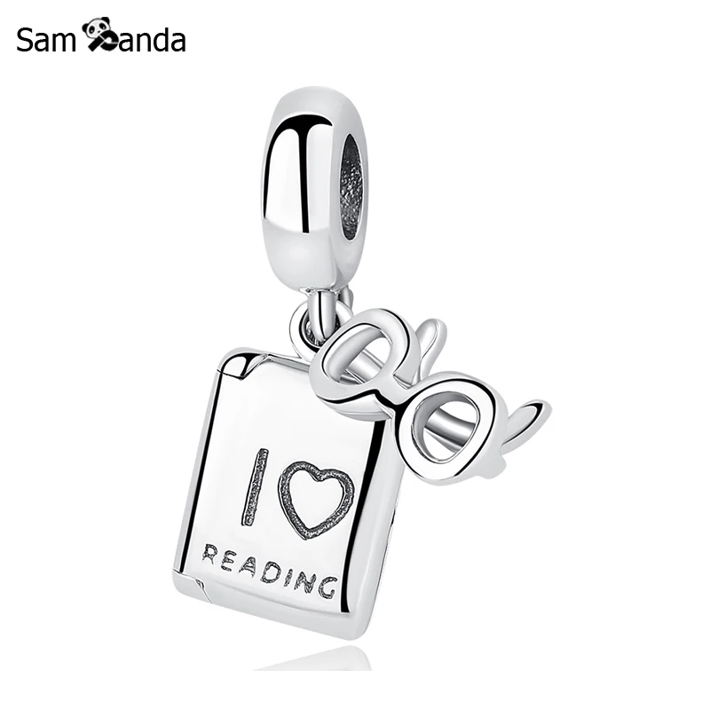 

Authentic 100% 925 Sterling Silver Bead Charm I LOVE READING Book Pendant Charms Fit Bracelets DIY Women Jewelry