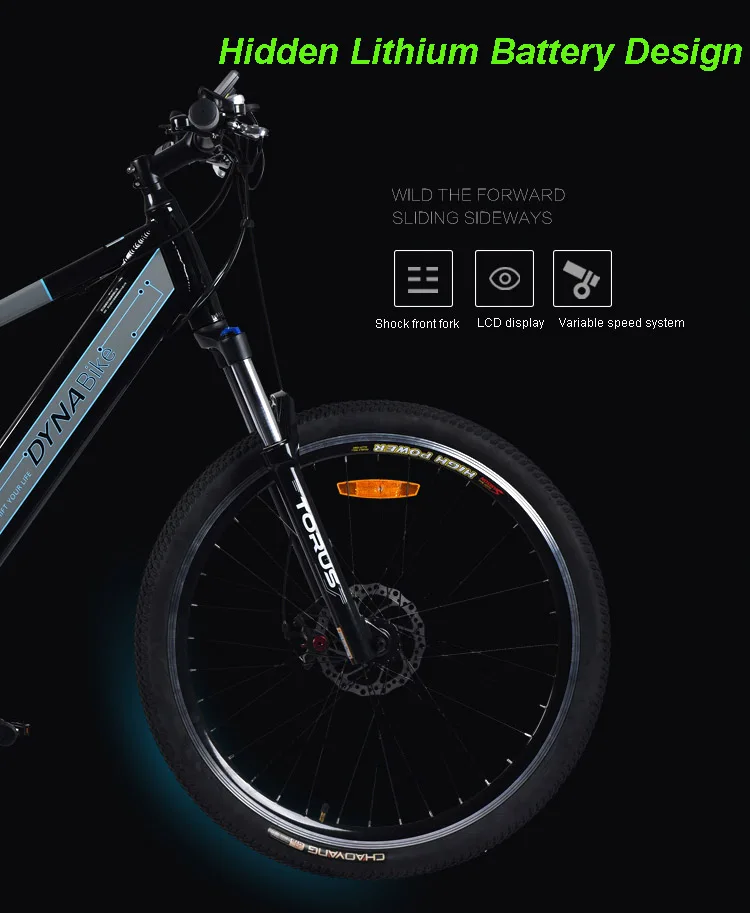 26inch lithium battery electric mountain bike aluminum alloy frame disc brake speed damping Hide batter bicycle |