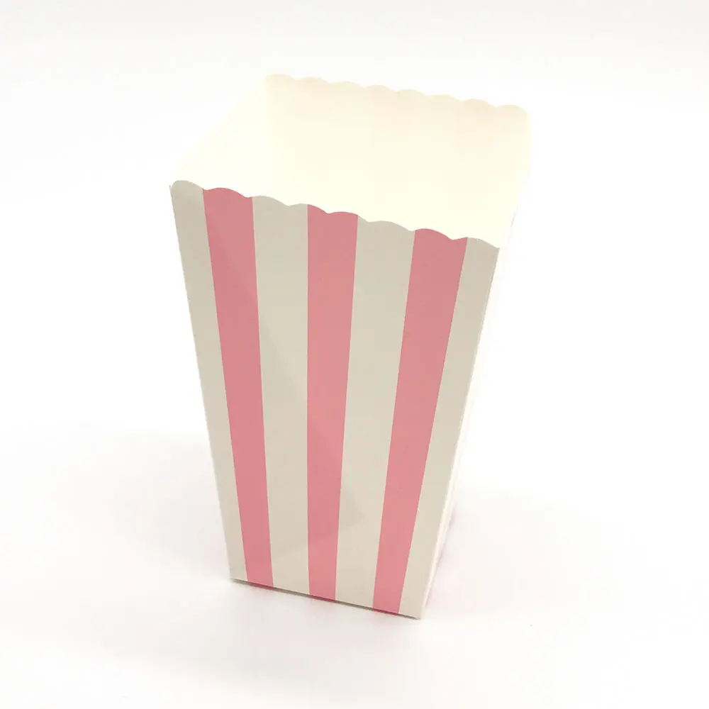 Pink Stripe 12 шт. в полоску и горошек коробка для попкорна для День рождения украшения Поставки Candy бар Свадебный декор Baby Shower конфеты подарочной коробке для детей - Цвет: Pink Stripe