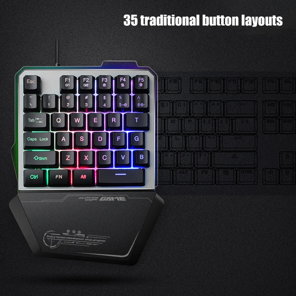 Новое поступление G40 35 ключ RGB подсветка одна рука USB Проводная игровая клавиатура