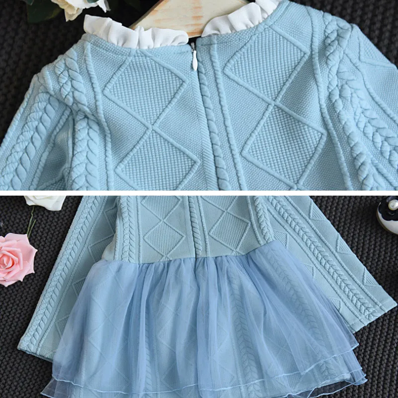 Grid mosaic Girl Dress baby Clothes Winter Family kids dresses for girls Knitted Autumn Fashion 2017 Kids Girls Children | Детская