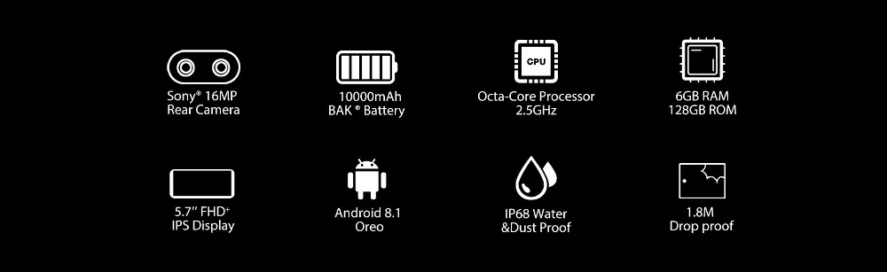 Blackview BV9500 Pro мобильного телефона Android 8,1 Octa Core 5," 18:9 MTK6763T 6 ГБ Оперативная память 128 GB Встроенная память IP68 Водонепроницаемый смартфон NFC OTG