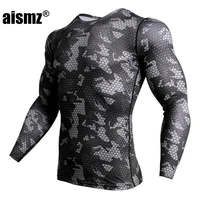 aismz compression shirt men camouflage long sleeve tight tee shirt men fitness 3d quick dry clothes rashguard gyms camo t shirt