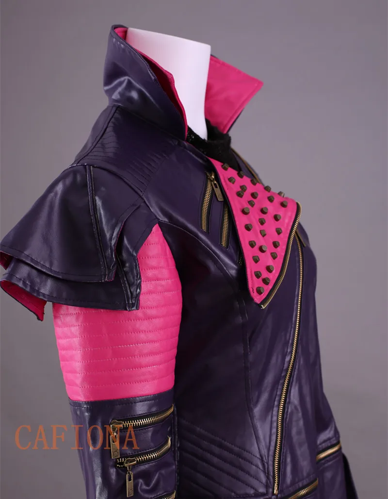 Cafiona Descendants 2 cosplay Mal cosplay costume кожаное пальто в стиле панк полный набор на заказ размер Вечерние