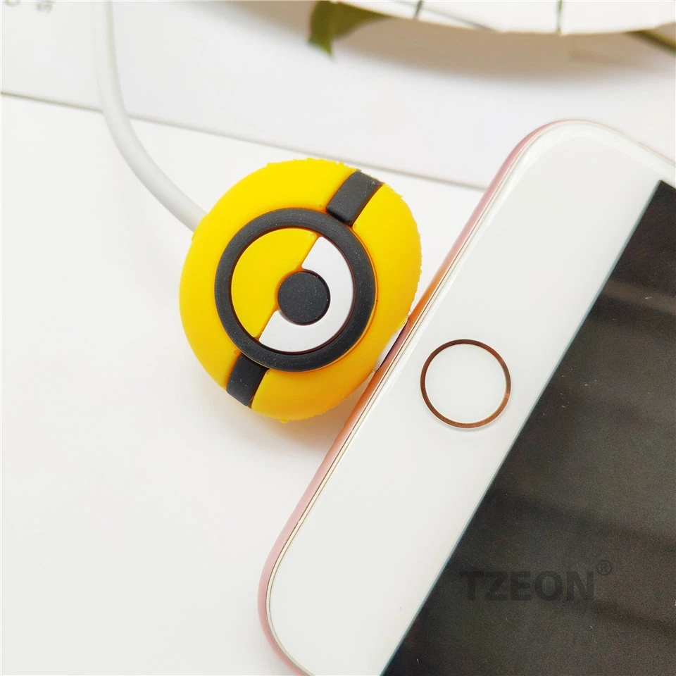 Защитный кабель в виде животных, милый мультфильм, аниме, для Iphone, освещение, Macbook, samsung, Тип C, кабель Micro USB, силиконовая линия, защита - Цвет: Minions1