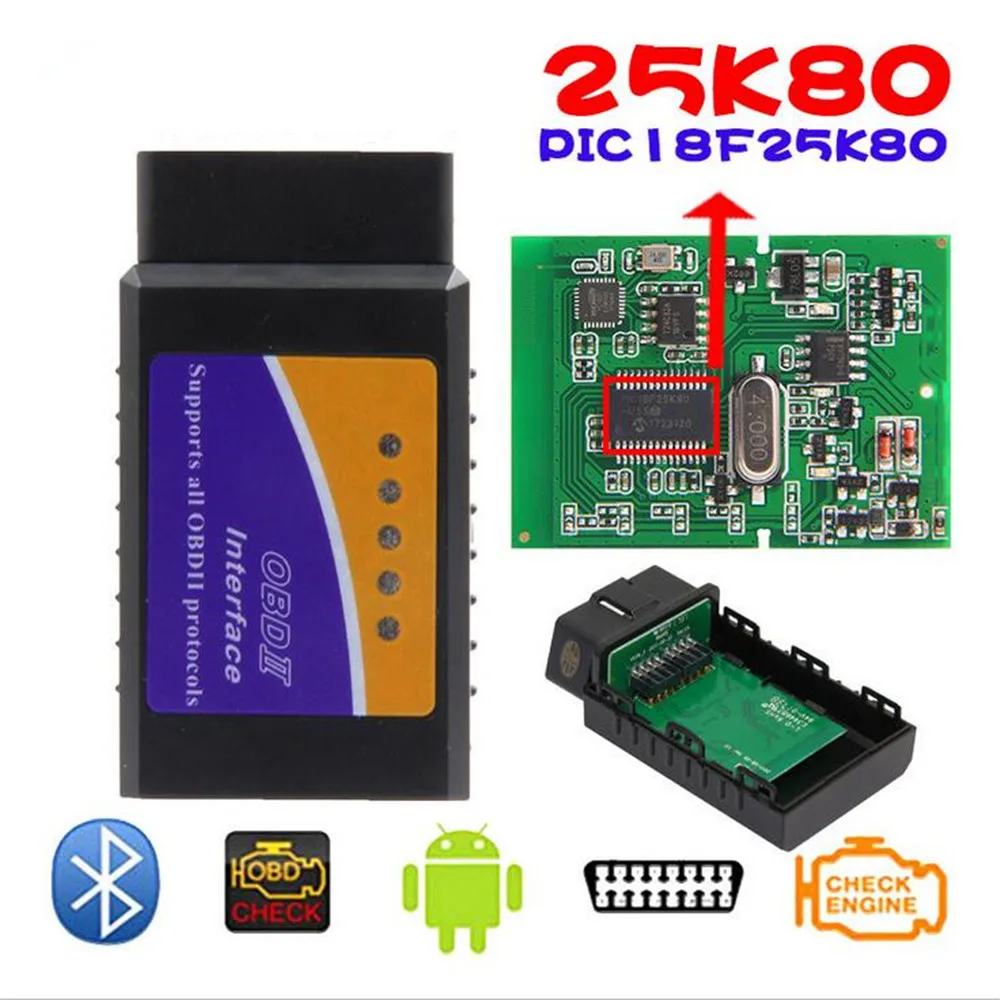 ELM327 25K80 OBDII V1.5 Bluetooth считыватель кодов MINI OBD2 ELM 327 USB сканер HHOBD OBDSCAN | Автомобили и