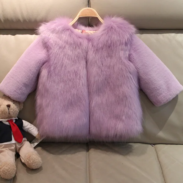 Пальто из искусственного меха для девочек коллекция 2018 года осенне-зимняя теплая