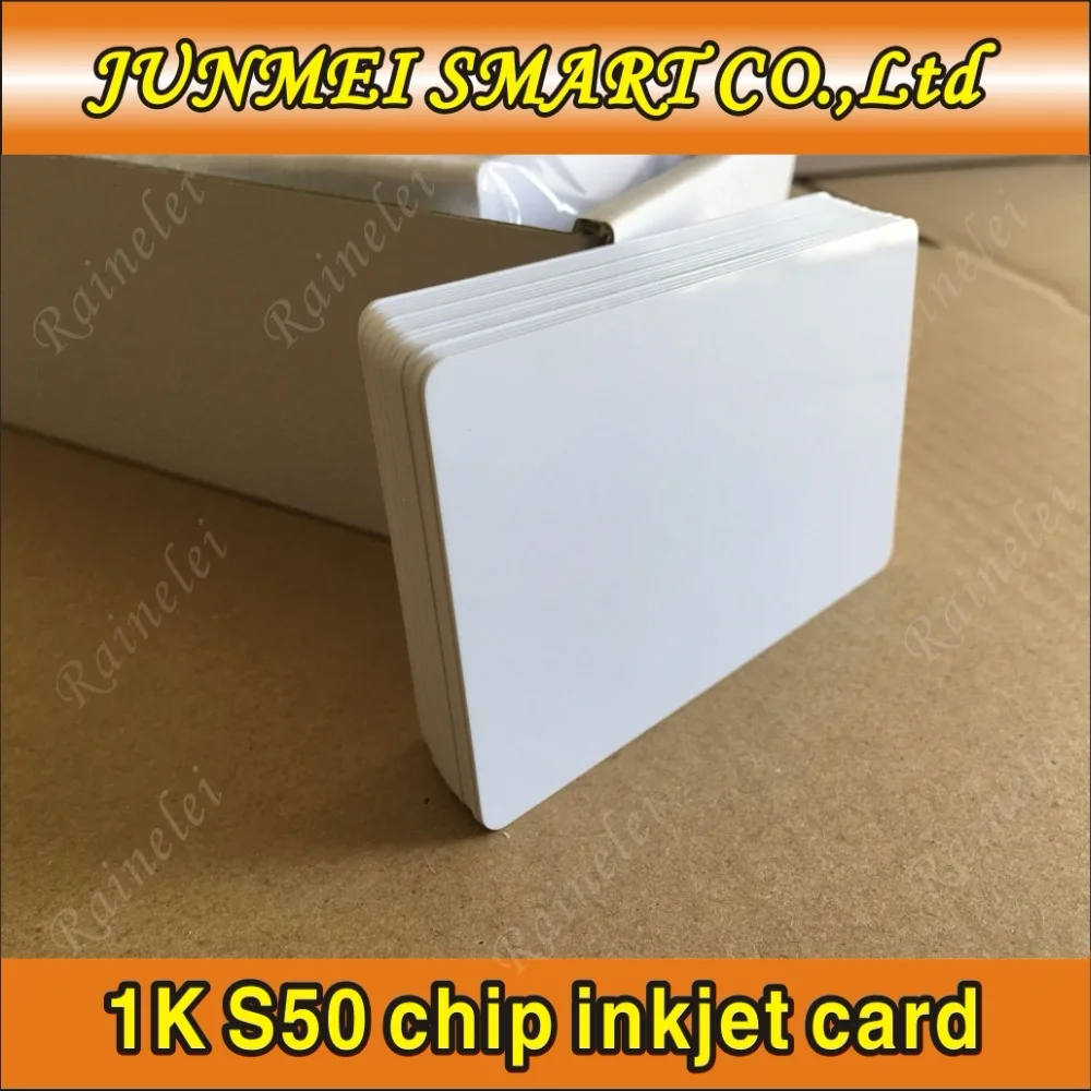 500 шт 13,56 МГц для печати ПВХ RFID, смарт-карт IC с 1 K S50 чип для Epson/Canon струйный принтер