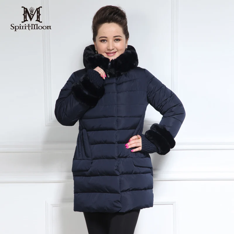 Spiritmoon модная новинка зимняя куртка Для женщин толстый био пух синтепоне