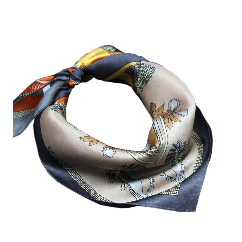 Оптовая продажа женский Шелковый атласный шарф с индивидуальным принтом для
