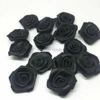 100pcs 25mm ribbon roses flowers decorative flower wedding bouquets decorations embellishments scrapbooking black color