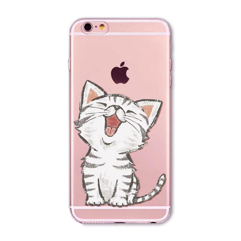 Милый Кот Чехол для Apple iPhone 6 6s 7 Plus плюс 4 4S 5 5S SE прозрачные мягкие силиконовые