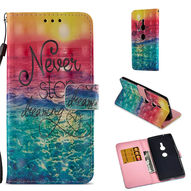 Роскошный 3D окрашенный чехол для телефона из искусственной кожи SONY XZ2 Cool Skull Pink