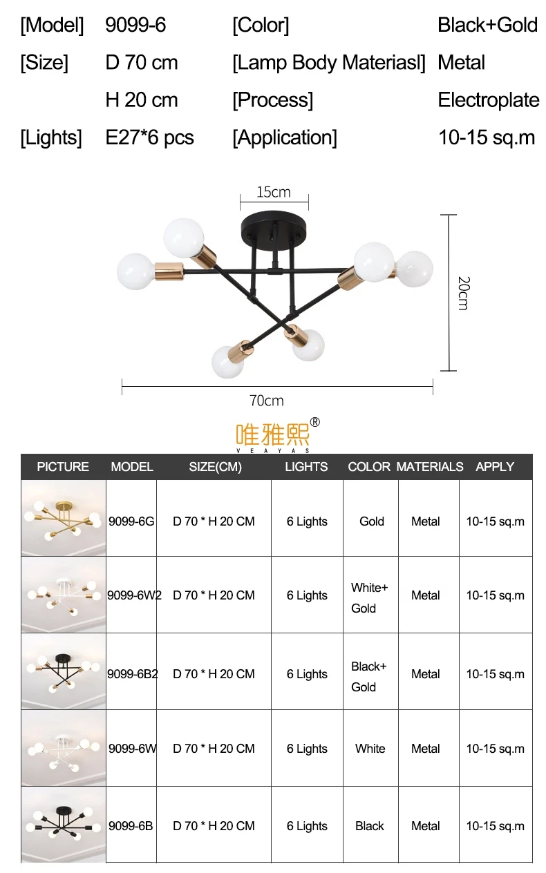 Бесплатный светодиодный светильник 85-265 в E27 Chander Lighting Vintag, светодиодный светильник, промышленные лампы, 6 ламп, люстра, светильник, белый