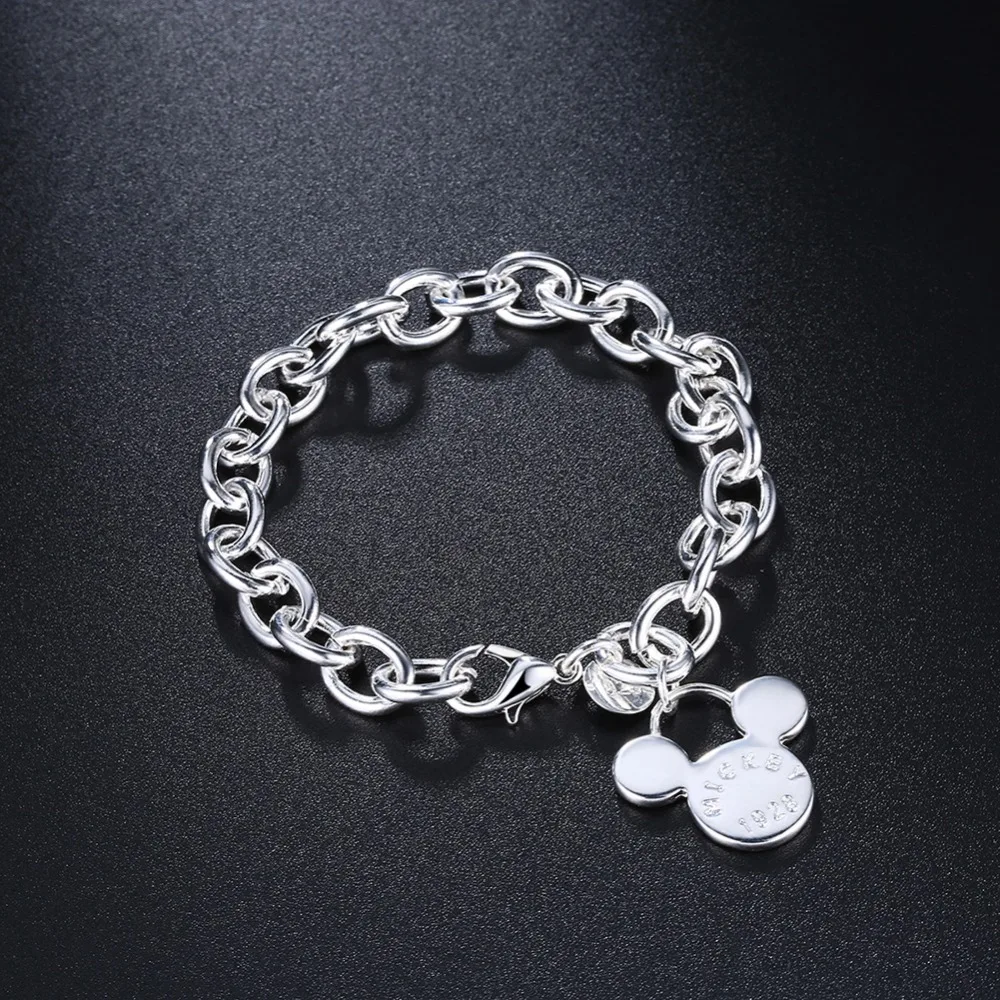 INALIS 925 jewelry silver plated bracelet 925-sterling-silver fashion Mickey Bracelet /aqzajiga booakfva | Украшения и аксессуары
