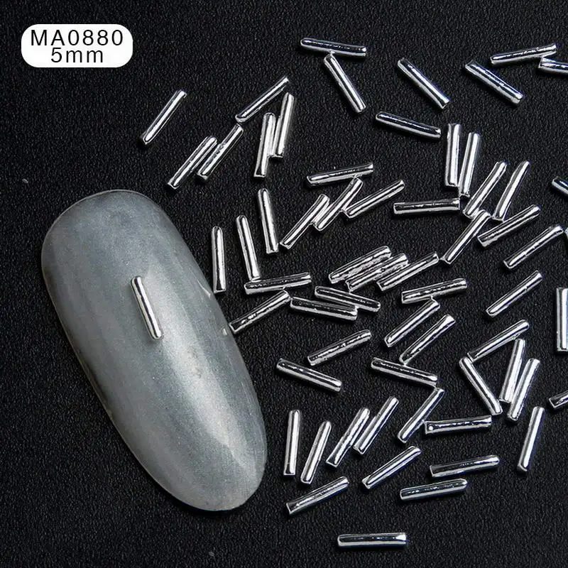 MA0880 100 шт. медная изогнутая палочка для ногтей с заклепками, блестки для ногтей, украшения для маникюра, 3D украшения для ногтей - Цвет: MA0880