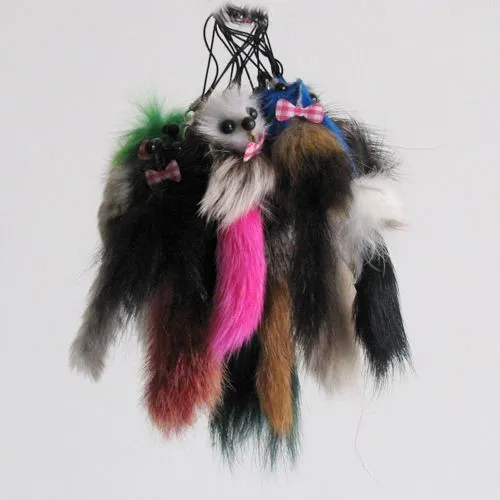 Бесплатная доставка милый брелок Лисичка из натурального меха маленький для