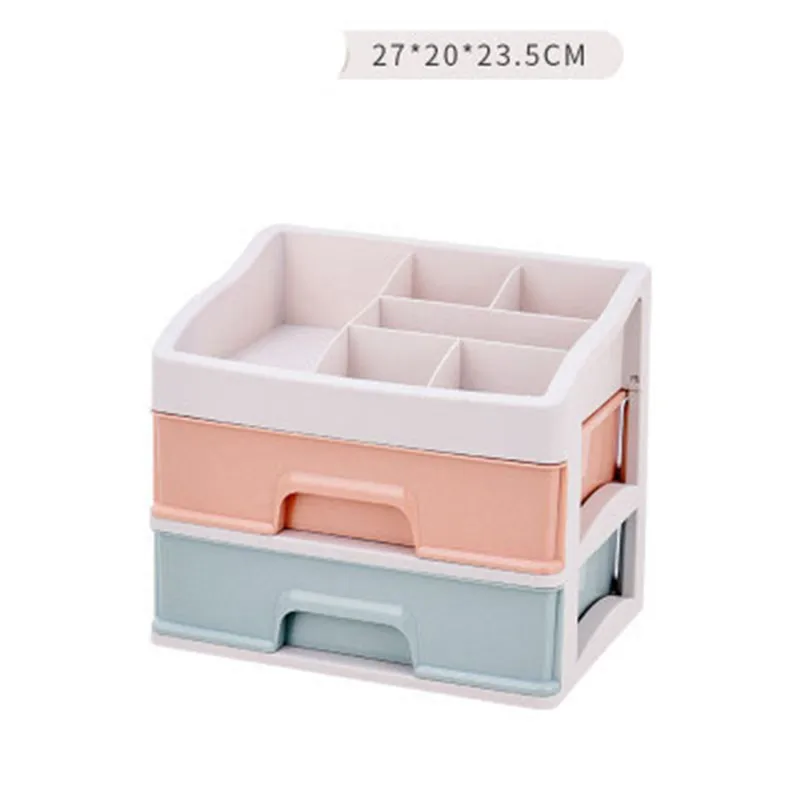 Colorful 3Layer Пластиковый органайзер для макияжа, косметический ящик, коробка для хранения косметики, контейнер для ногтей, шкатулка, настольный держатель для хранения, чехол для хранения, инструменты из бисера - Цвет: Colorful 3Layer