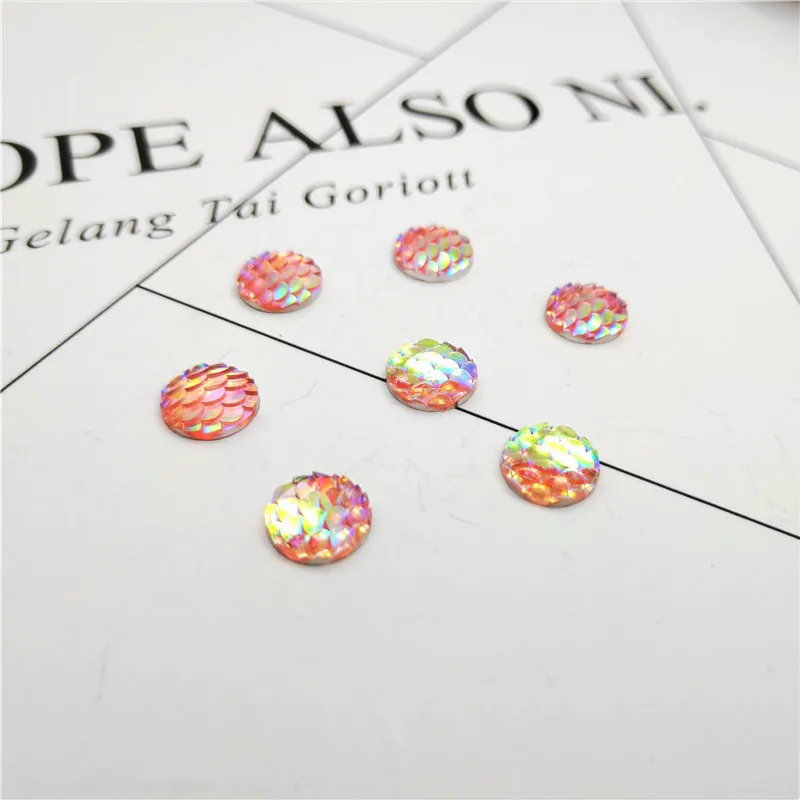 1 Pack 10mm Round Flatback AB Iridescent Resin Mermaid Cabochons Cameo Fit DIY Earring Base Jewelry Making Findings Supplier | Украшения и