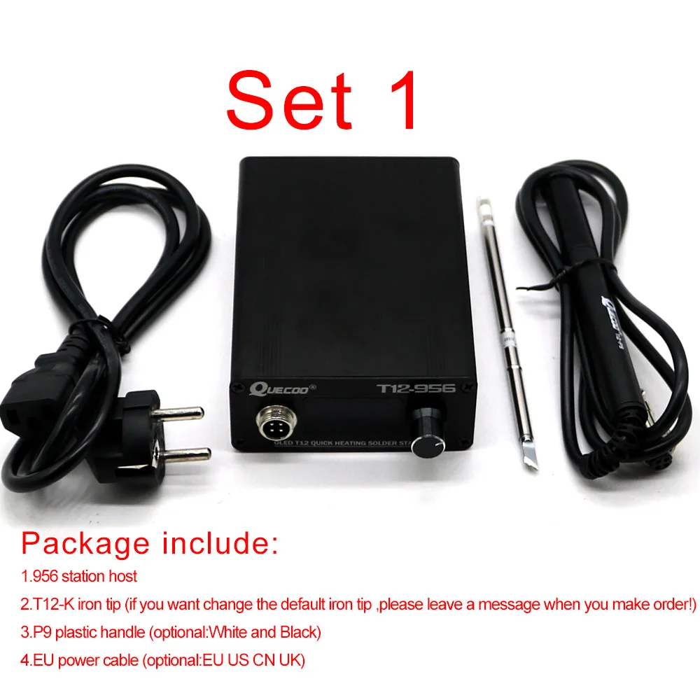 SET1 T12-956 OLED-STC 1,3 дюймов цифровой дисплей паяльная станция большой экран с T12-P9 пластиковой ручкой и K паяльник - Цвет: SET1