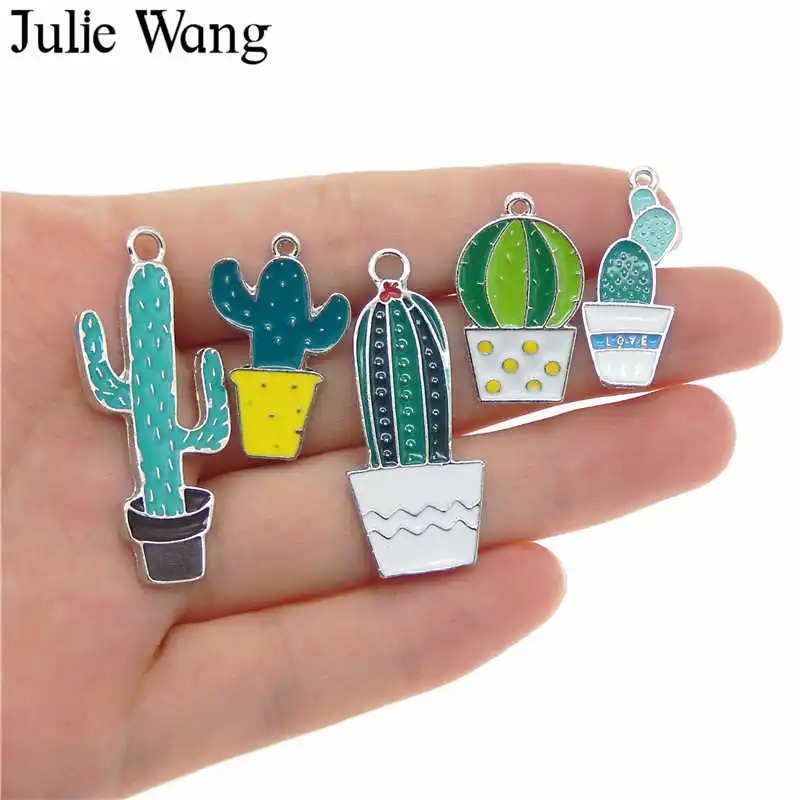 Julie Wang 5 шт. смешанные эмалированные зеленые растения в горшке Кактус белый K