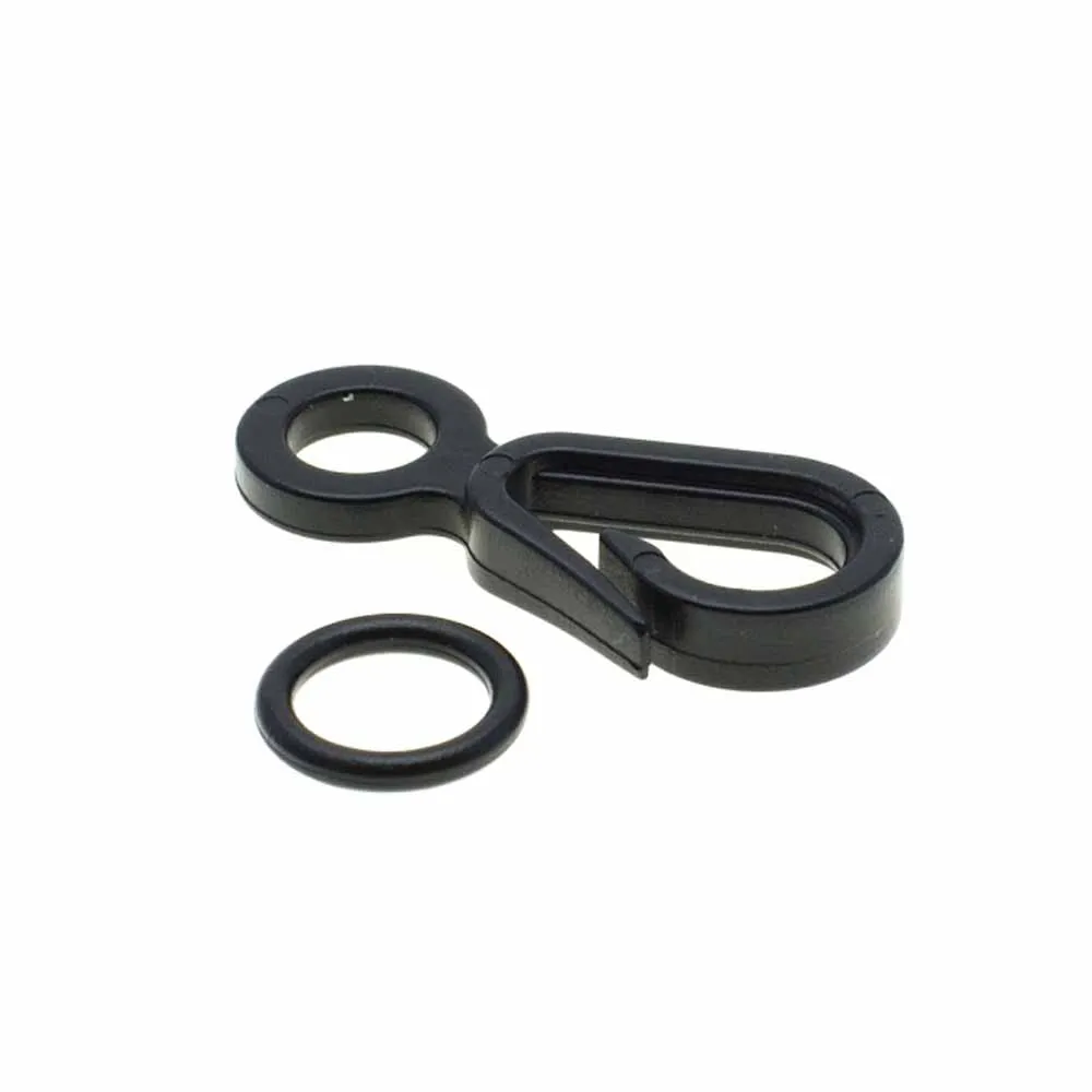 10pcs/pack Black Plastic Snap Hooks With O ring for Bag Belts Straps Clasp Backpack Garment Accessories