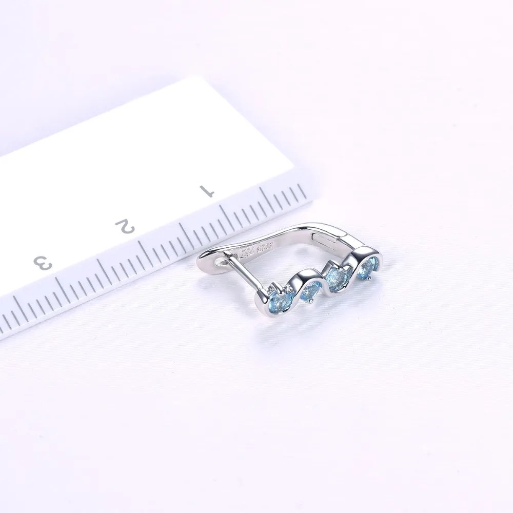 Hutang Blue Topaz Clip Earrings Natural Gemstone Solid 925 Sterling Silver Fine Fashion Stone Jewelry for Women's Best Gift