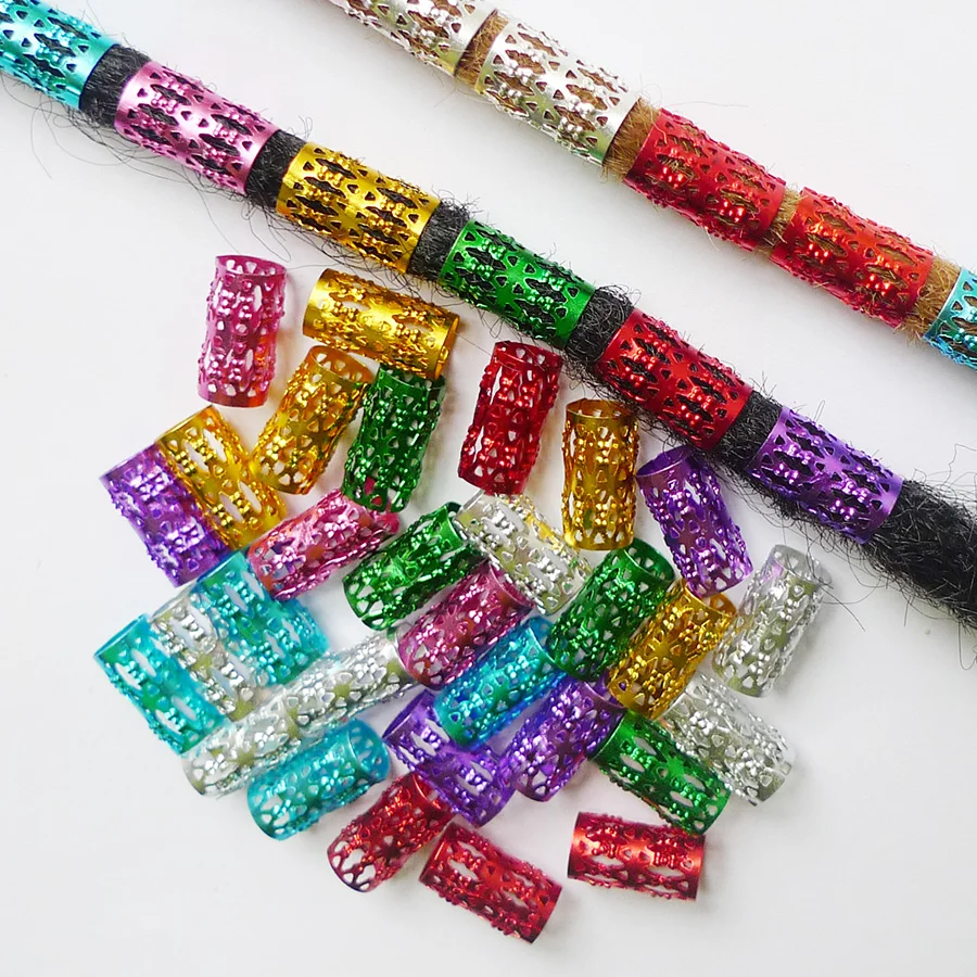 30 шт./лот 7 цветов бусины дредлока смешанные посеребренные позолоченные коса для