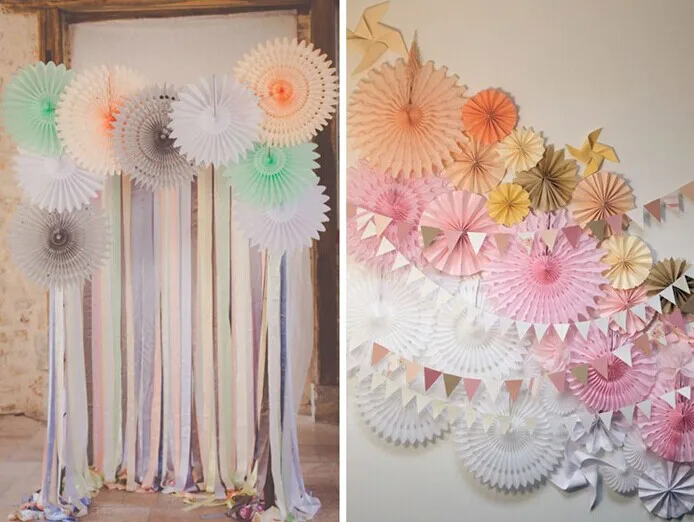5 шт 20 см папиросная бумага вырезные бумажные веера Pinwheels Висячие цветочные бумажные поделки для душа Свадьба Вечеринка День рождения фестиваль