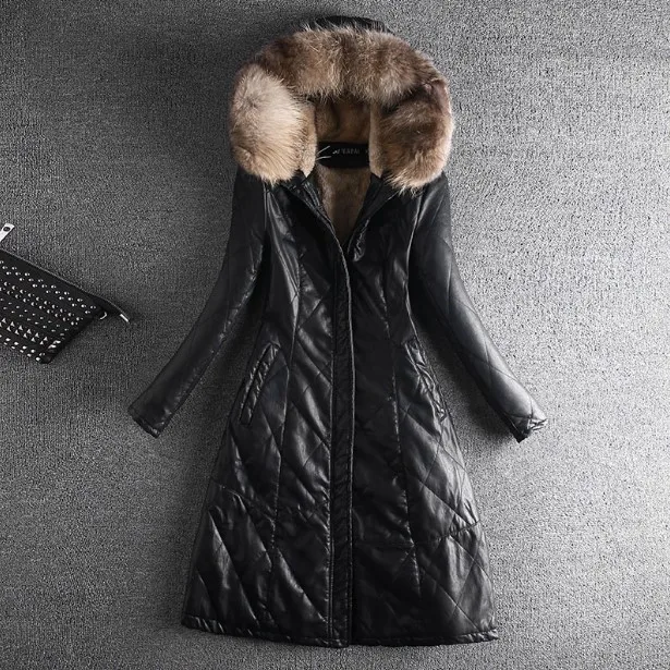 Куртка из натуральной кожи, 2xl 3xl, женская кожаная стеганая куртка из хлопка, тонкий воротник, маленький размер, застежка-молния и закрытый карман, пальто из искусственной кожи