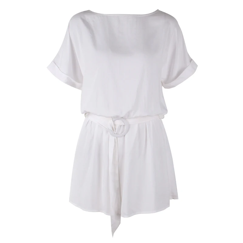 Женский комбинезон женский летний с вырезом лодочкой модные однотонные