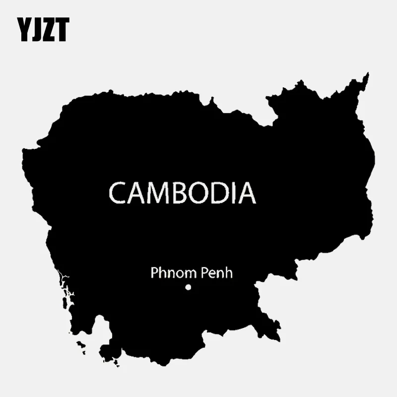 Фото YJZT 16 2 см * 13 5 карта мира силуэт камбоджийской планеты виниловая черная/серебряная