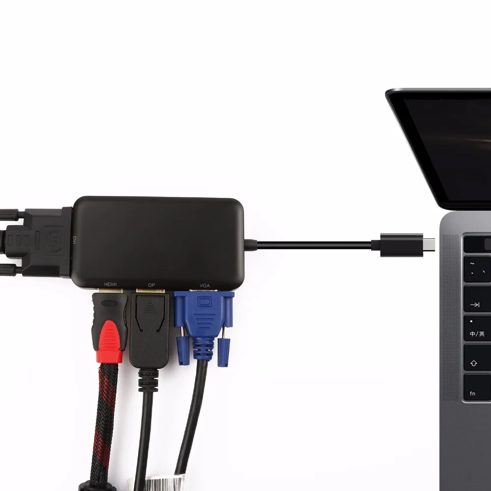 JZYuan USB C Тип 3 1 концентратор папа DisplayPort DP 4K HDMI DVI 1080P VGA разветвитель адаптер для Macbook