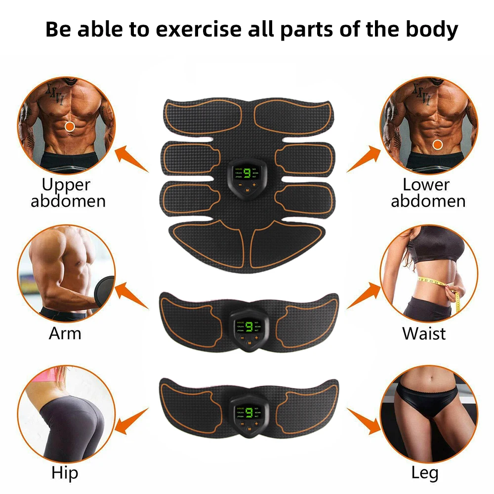 Перезаряжаемый стимулятор мышц светодиодный дисплей фитнес EMS тренажер ABS