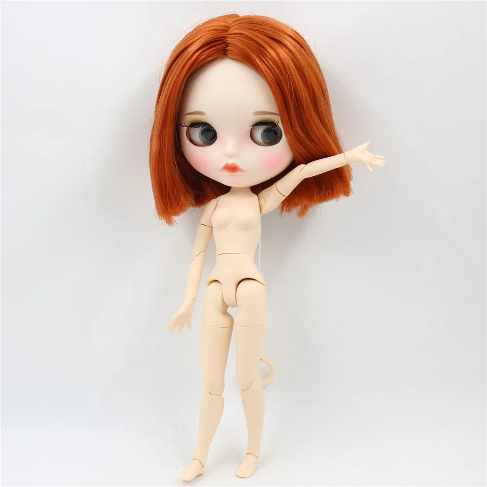 Ледяная фабрика blyth кукла 1/6 bjd белая кожа сустава тела короткие красные коричневые волосы, новое матовое лицо резные губы с бровью 30 см BL232
