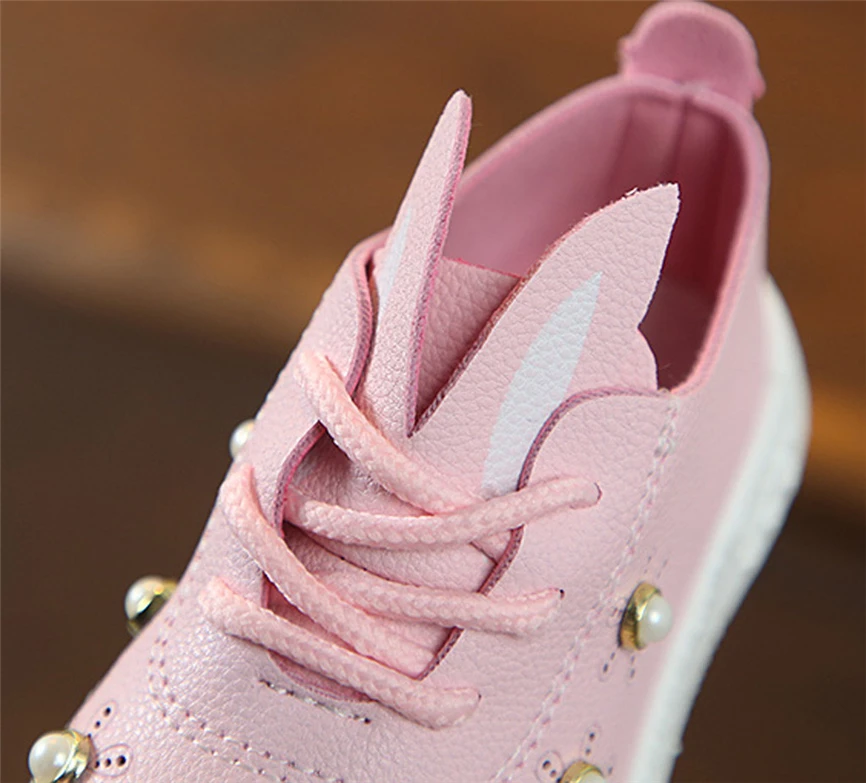 Детские кроссовки с жемчужными ушками для маленьких девочек мягкие Нескользящие