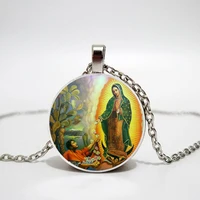 jesus christ christian pendant catholic religious glass necklaces pendants blessed virgin mary mother of baby necklace