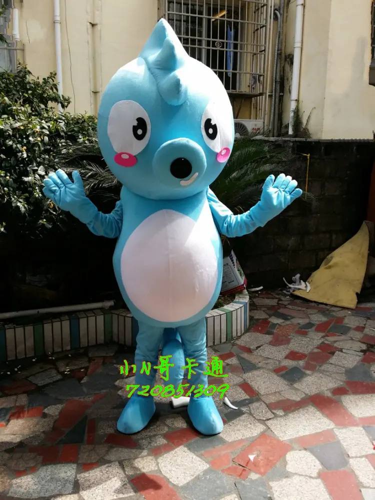 

Blue Sea Horse Hippocampus Mascot Costume Cartoon Character Mascotte Adult Size Christmas Cosplay for Halloween party event