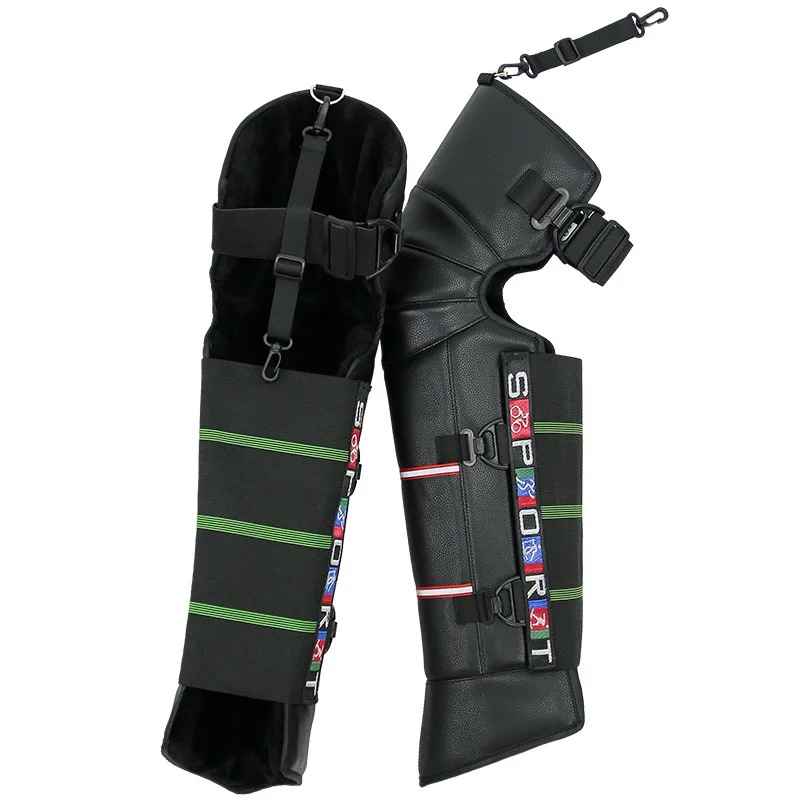 

Winter Thick Warm Motorcycle Kneepad Electric Thickening Leather windproof Long section Plus velvet Riding knee pads