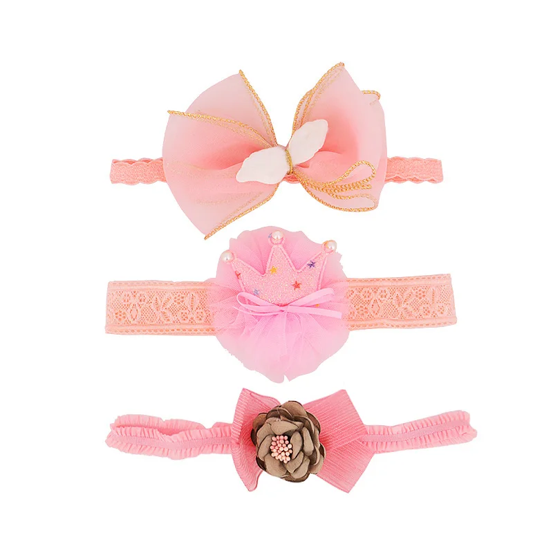 style 3 set 3 шт./компл. милое кружевное платье с цветочным рисунком и бантом для маленьких девочек и повязка на голову для новорожденных в стиле принцессы Haarband, украшение для детей, повязка на голову, повязка для малышей повязка на голову аксессуары бандо cheveux - Цвет: style 3 set