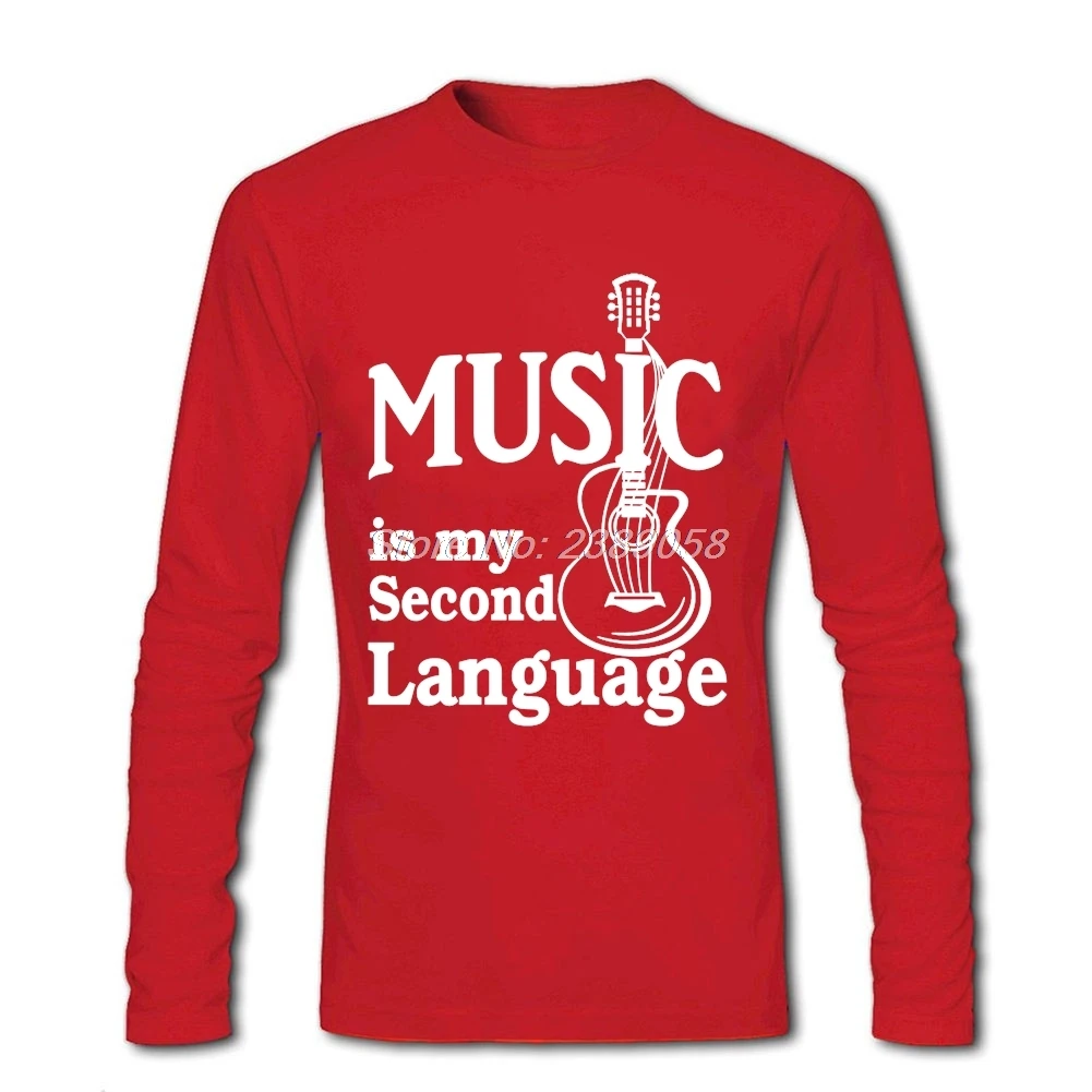 Хип-хоп мужские футболки гитара Музыка мой второй язык уникальный длинный рукав