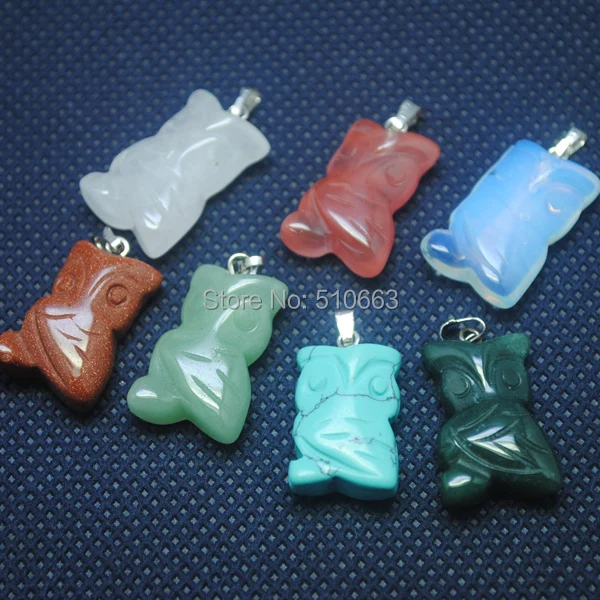 10 шт./Лот подвеска с натуральным драгоценным камнем Сова животные Подвеска для