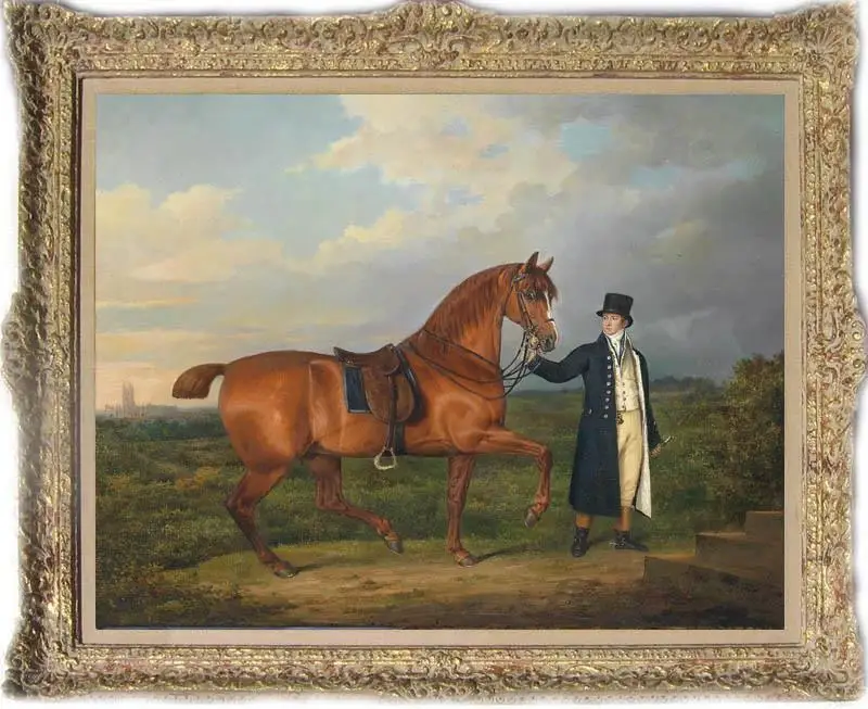 Старый мастер Искусство Античная Масляная Живопись портрет aga horse на холсте 24 &quotx
