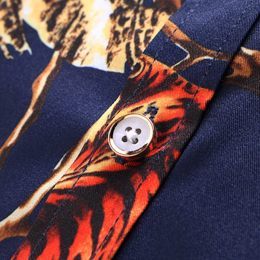 Рубашка мужская в китайском стиле приталенная Повседневная с длинным рукавом