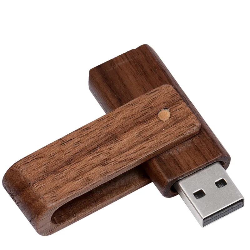 JASTER USB 2,0, деревянная поворотная флешка, usb флеш-накопитель, 4 ГБ, 8 ГБ, 16 ГБ, 32 ГБ, 64 ГБ, карта памяти, держатель, логотип на заказ, свадебный подарок - Цвет: walnut wood